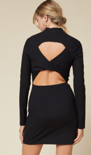 Load image into Gallery viewer, Black Ribbed Cut Out Dress