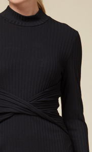 Black Ribbed Cut Out Dress