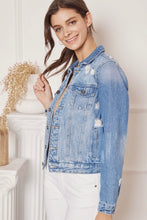 Load image into Gallery viewer, Distressed Denim Jacket