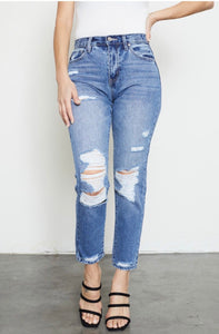 Distressed Mom Denim