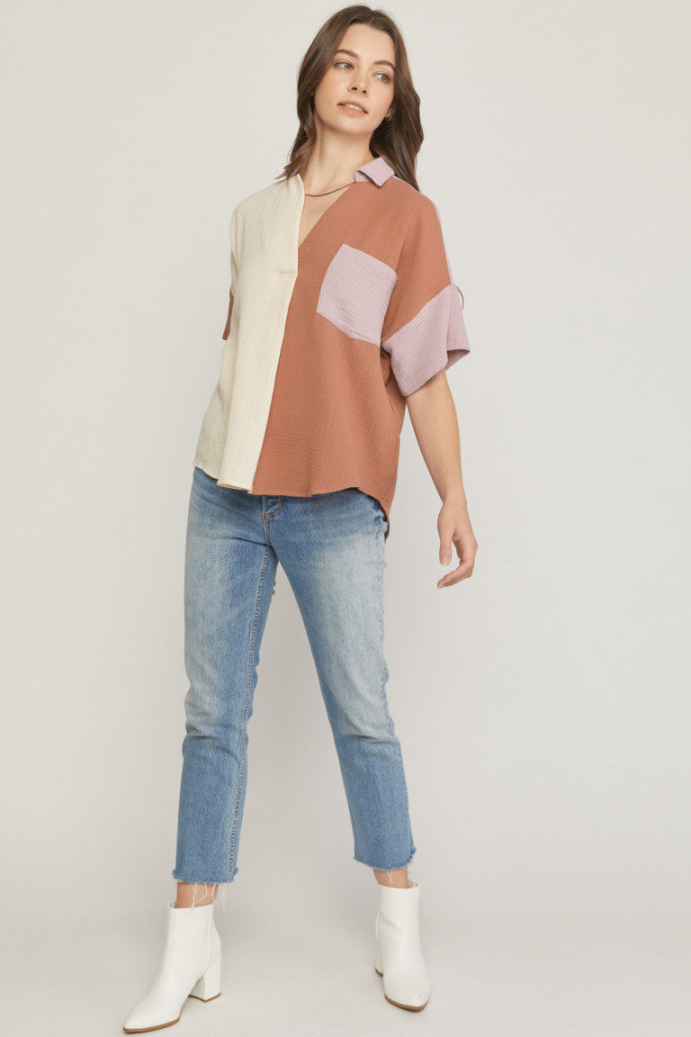Clay Combo Collared Top