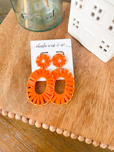 Orange Straw Earrings