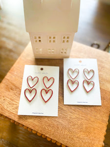 Rhinestone Red Heart Earrings