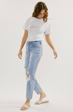 Load image into Gallery viewer, High Rise Slim Straight Light Wash Denim