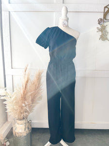 One Shoulder Black Jumpsuit