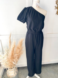 One Shoulder Black Jumpsuit