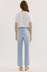 High Rise Slim Straight Light Wash Denim