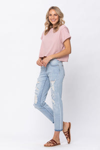 Destroyed Mid-Rise Denim