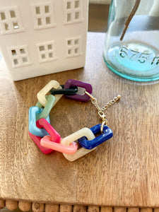 Acrylic Multicolor Link Bracelet