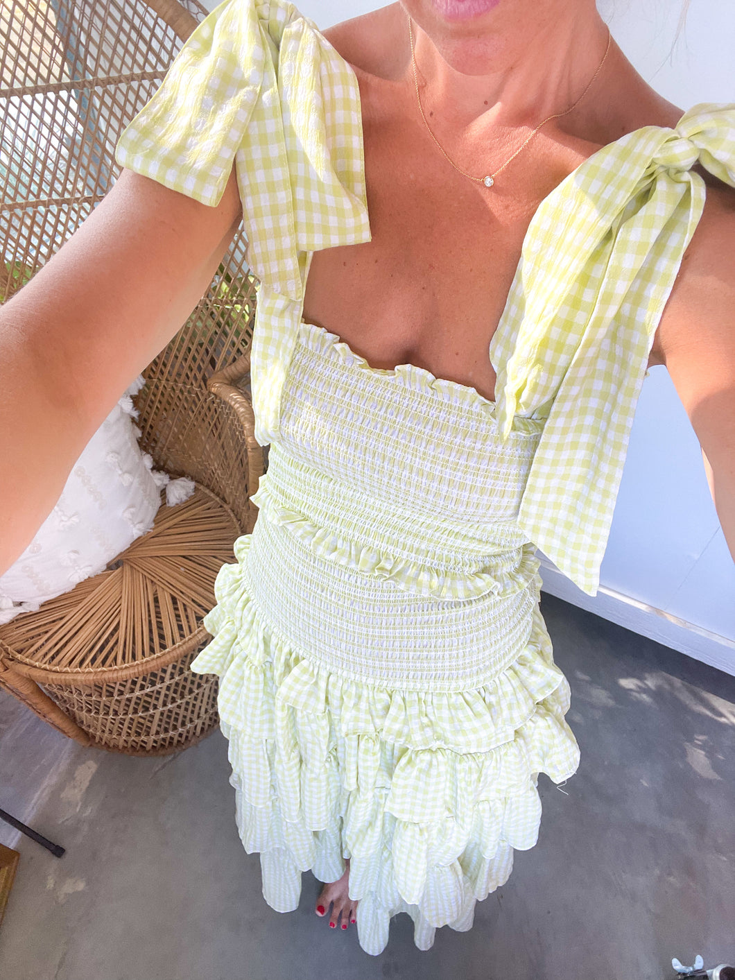 Ruffle Tiered Lime Green Maxi Skirt