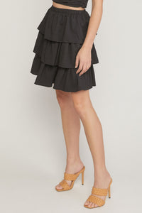 Black Tiered Mini Skirt