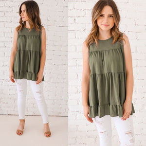 Olive Tiered Top
