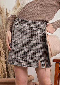 Houndstooth Brown Skirt