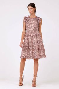 Burgundy Tiered Printed Dress
