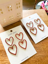 Load image into Gallery viewer, Rhinestone Red Heart Earrings