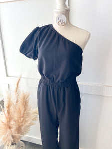 One Shoulder Black Jumpsuit