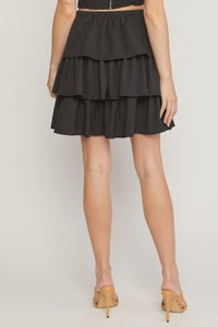 Black Tiered Mini Skirt