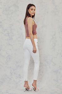 Mid Rise White Skinny Denim