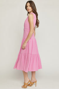 Pink One Shoulder Tiered Dress