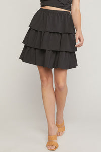 Black Tiered Mini Skirt