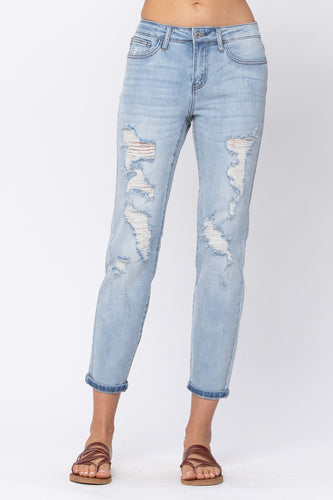 Destroyed Mid-Rise Denim