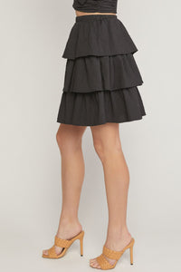 Black Tiered Mini Skirt