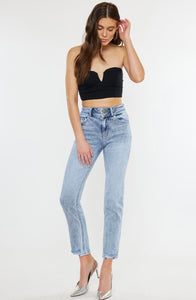 High rise slim straight Denim