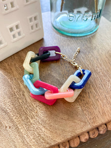 Acrylic Multicolor Link Bracelet