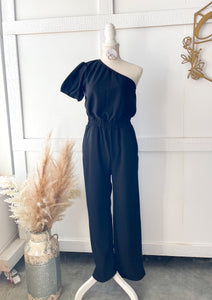One Shoulder Black Jumpsuit