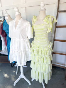 Ruffle Tiered Lime Green Maxi Skirt
