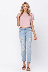 Destroyed Mid-Rise Denim