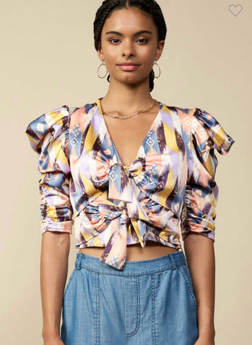Riley Ruched Front Tied Blouse