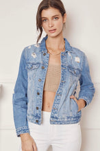 Load image into Gallery viewer, Distressed Denim Jacket