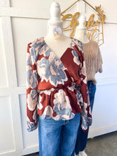 Load image into Gallery viewer, Gilli Brown Floral Peplum Top