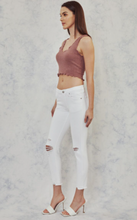 Load image into Gallery viewer, Mid Rise White Skinny Denim