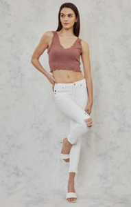 Mid Rise White Skinny Denim