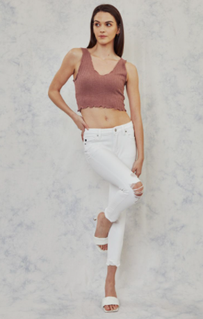 Mid Rise White Skinny Denim